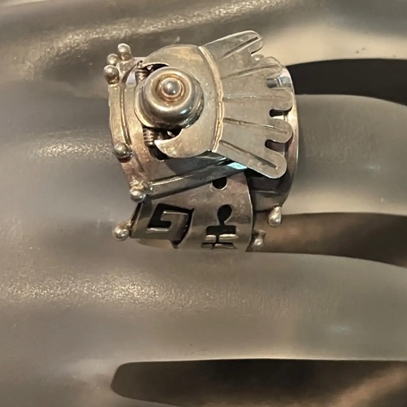 Rare Vintage Mexico Knight Helmet Poison Sterling Silver Statement Adjustable R - Picture 7 of 13